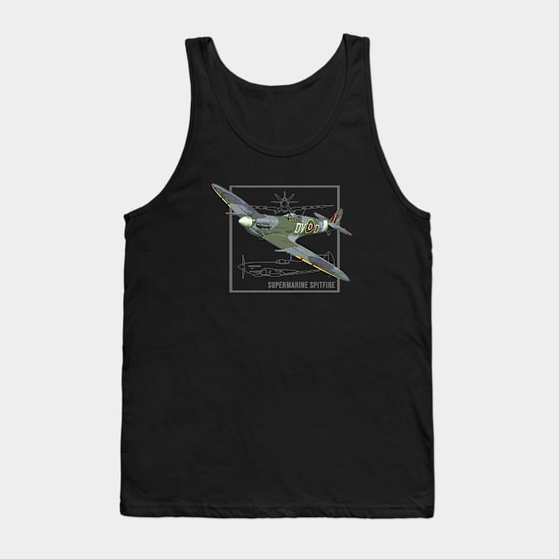 Supermarine Spitfire | British WW2 Fighter Plane Tank Top by Jose Luiz Filho